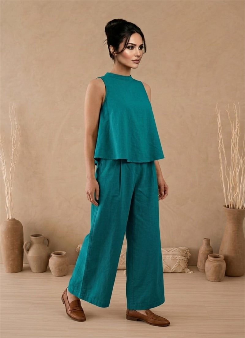 Teal Cotton Co Ord Set After Six Wear