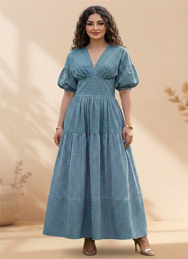 Teal Cotton Printed Tiered Maxi Dress After Six Wear