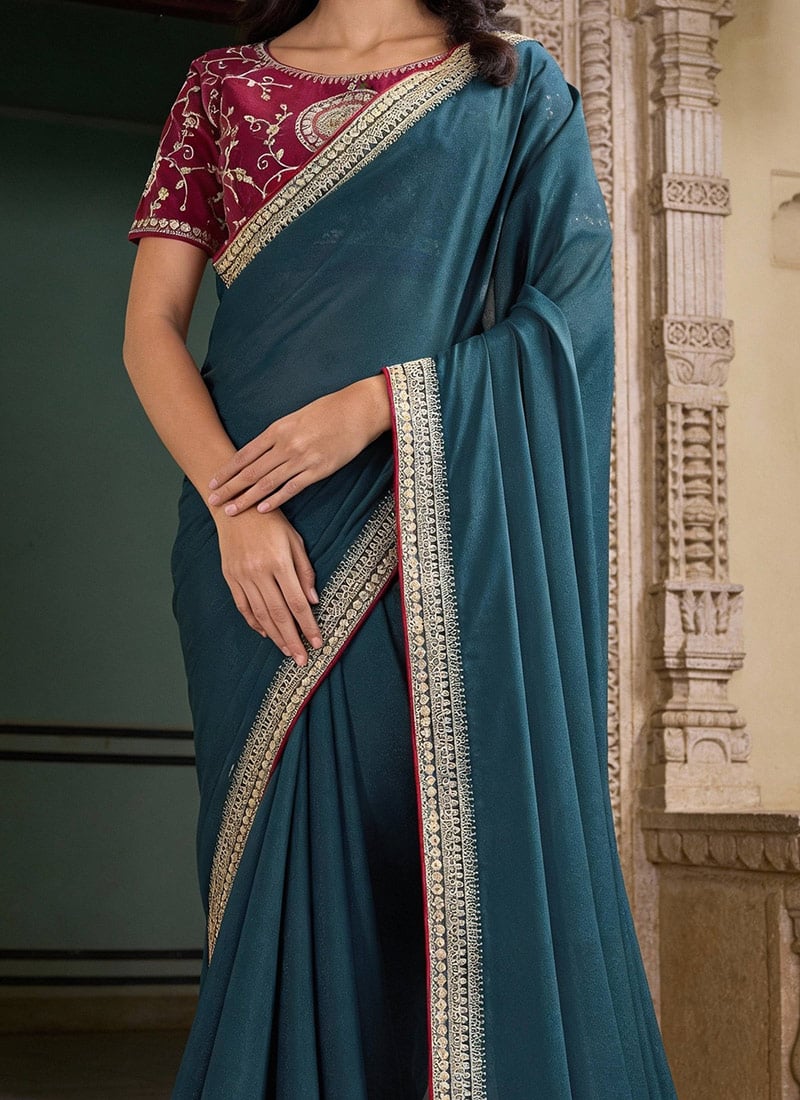 Elegante Sari Abiti Da Sposa Di Bollywood Seta Saree Camicetta South