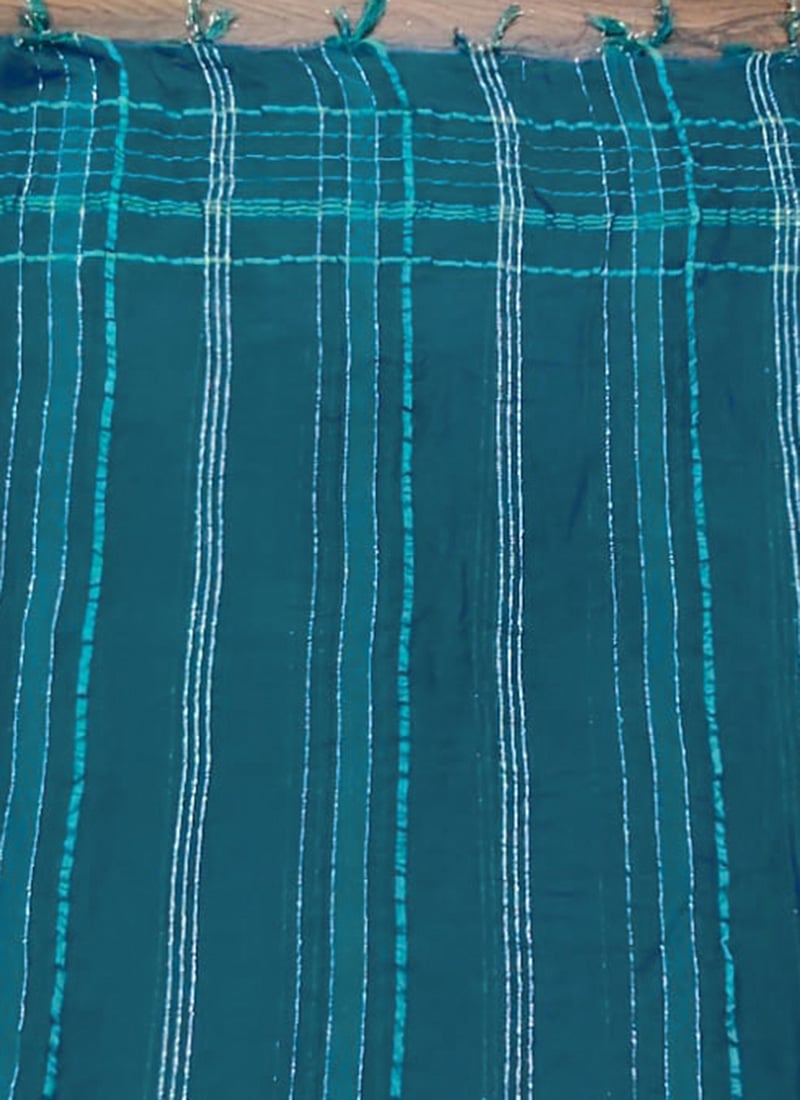 Teal Green Art Silk Cotton Zari Dupatta After Six Wear