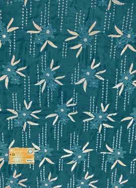 Teal Green Art Silk Embroidered Fabric