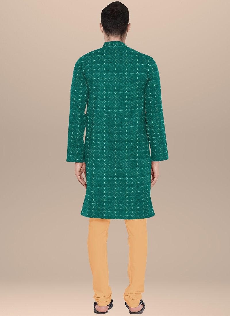 Buy Men’s Embroidered Pure Cotton Kurta Set with Pyjamas - Beige | Indiaista