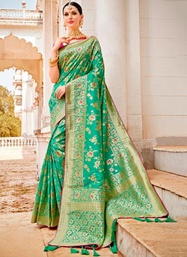 Teal Green Banarasi Silk Saree A Royal Charm