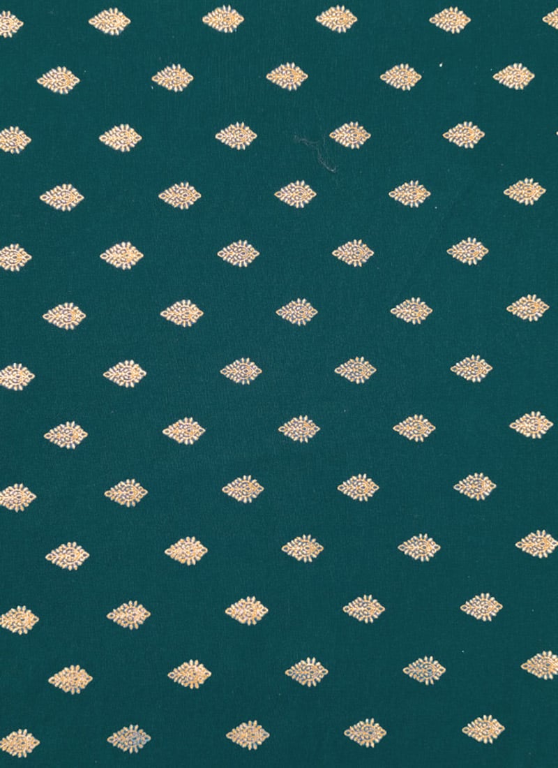 Teal Green Foil Print Fabric