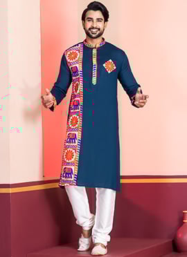 Teal Kutch Work Kurta Pyjama