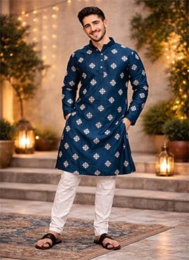 Teal Soft Silk Sequins Kurta Pyjama
