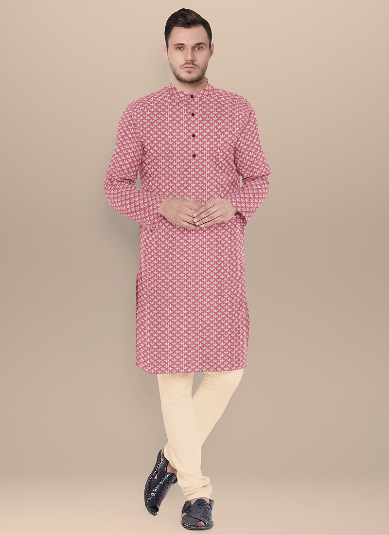 Teen Boys Mauve Art Silk N Cream Kurta Pyjama Set Festive Wear