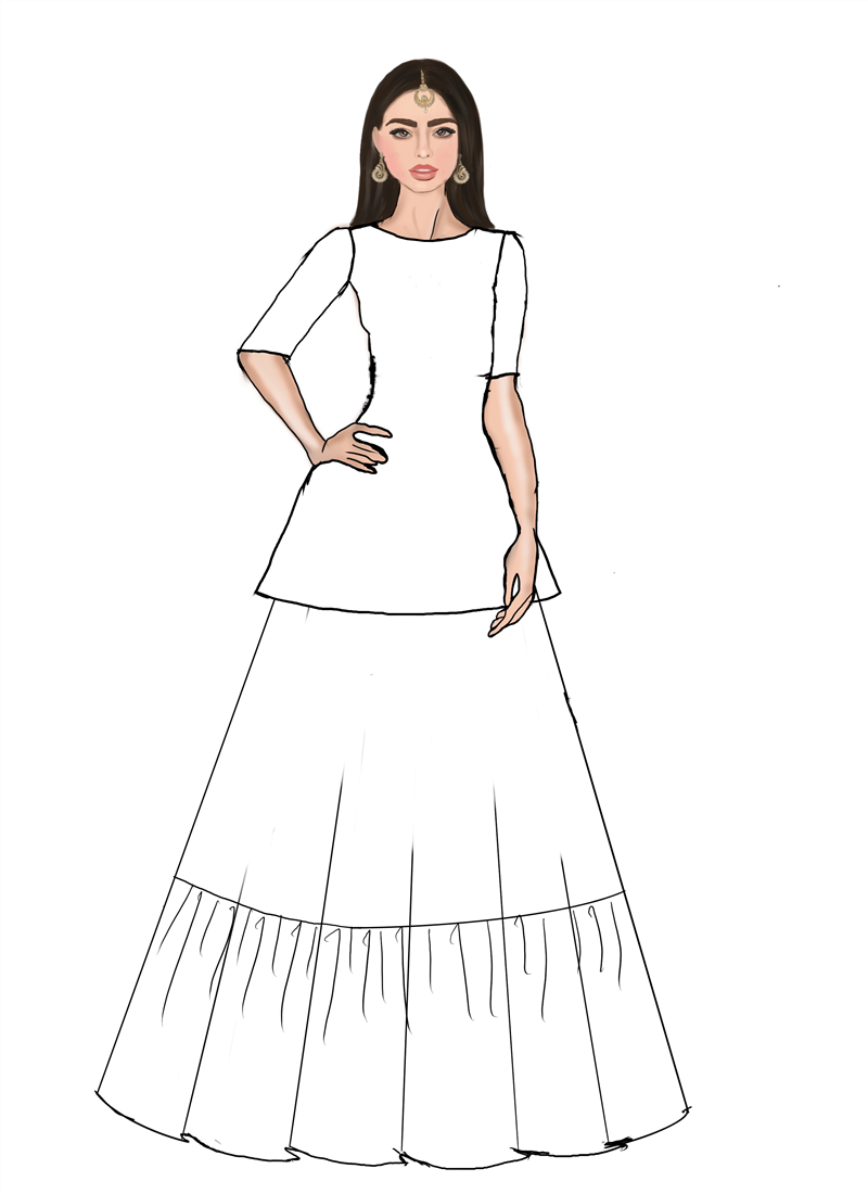 Teen Girls Top and Skirt Set Wedding Wear