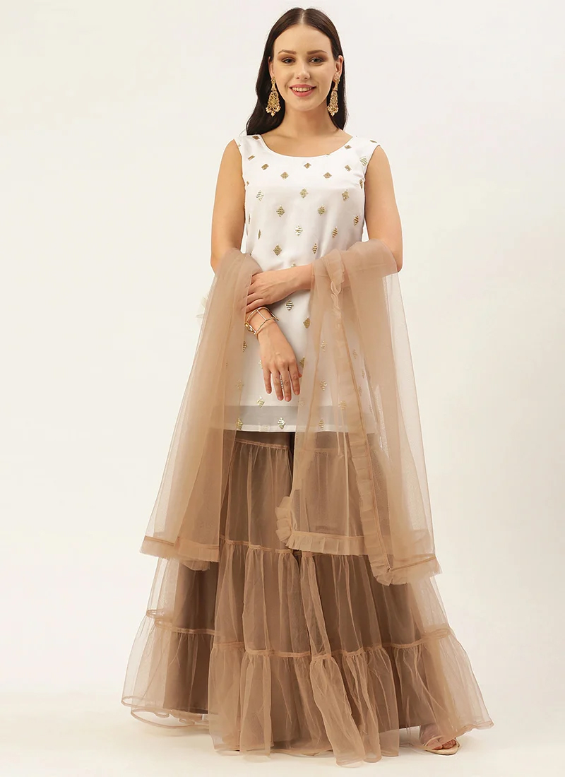 EthnoVogue Teen Girls White Georgette 