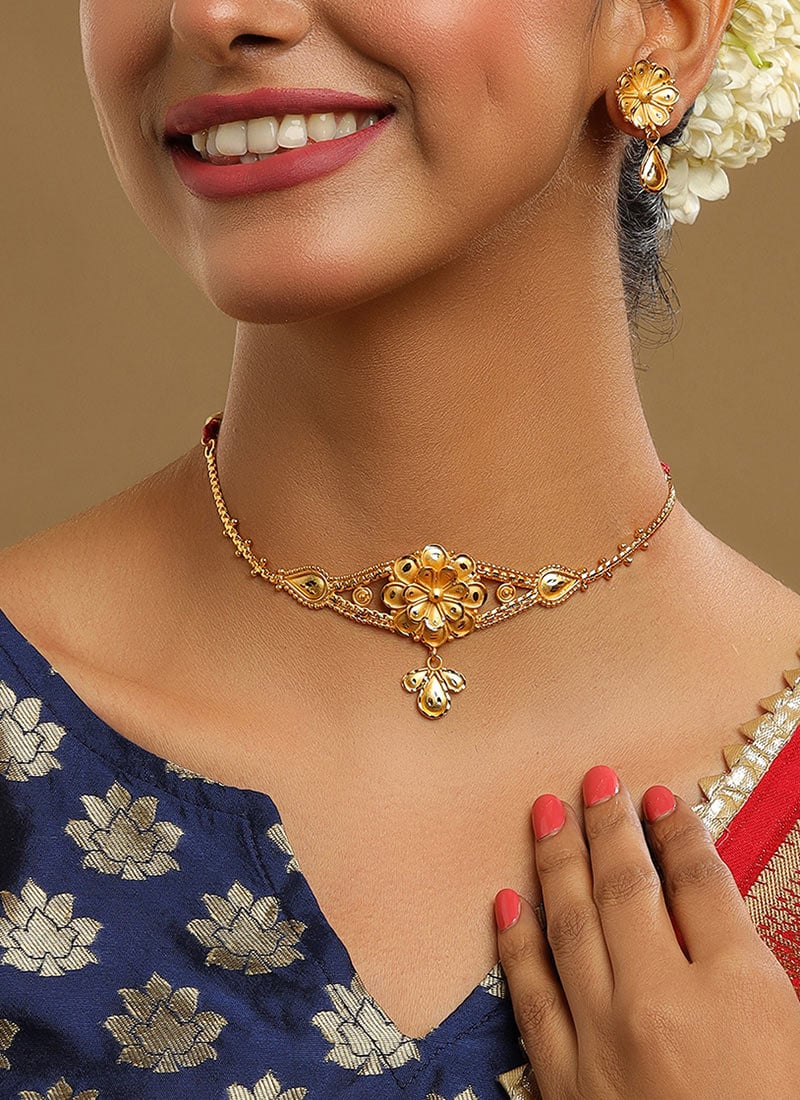 Temple Inspired Golden Plated Choker  Festive Wear