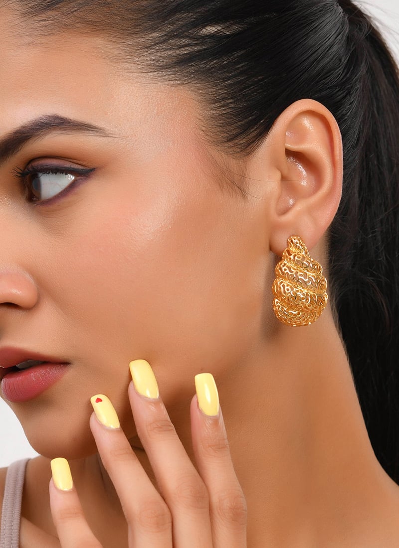 Textured Spiral Filigree Hoop Earrings Festive Wear