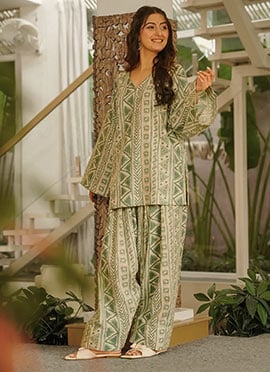 Timeless Beige Cambric Cotton Digital Print Farshi Salwar Suit