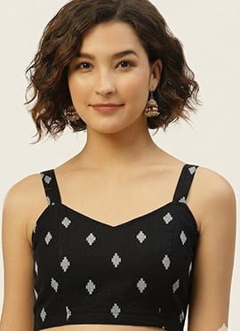 Timeless Black Cotton Printed Blouse