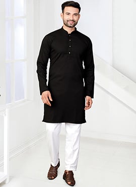 Timeless Black Rayon Kurta Pyjama