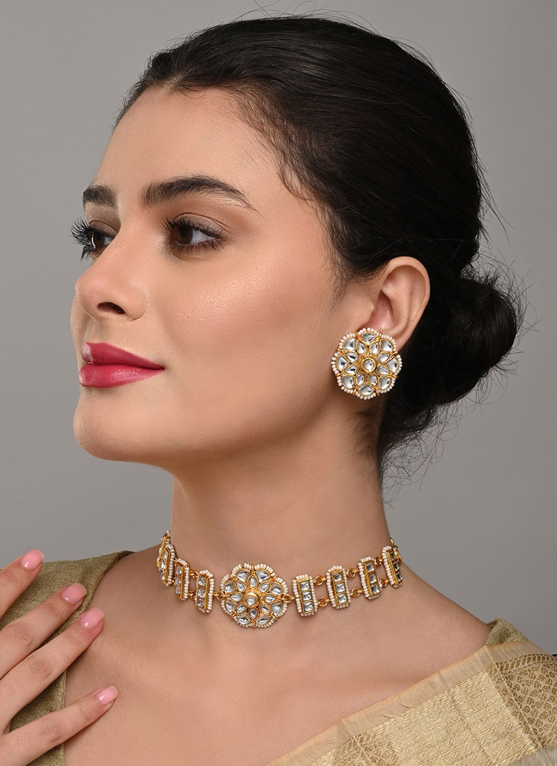 Timeless Gold Kundan Stone Necklace After Six Wear