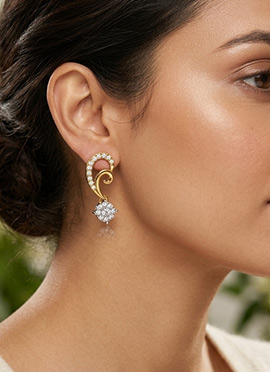 Timeless Golden 925 Sterling Silver Stud Earrings With Moissanite Embellishments