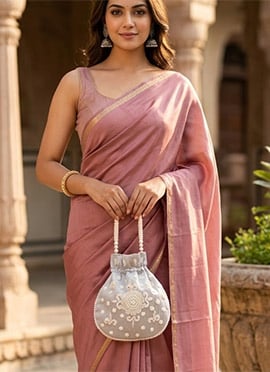 Timeless Grey  Silk Beads Moti Potli Bag