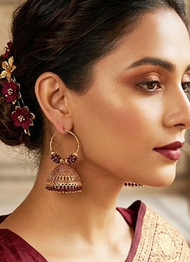 Timeless Maroon Beaded Jhumka