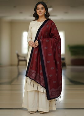 Timeless Maroon Silk Digital Print Dupatta