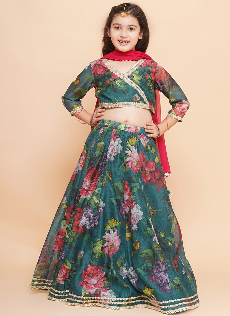 Timeless Silk Printed Kids Girls Umbrella Lehenga Festive Wear