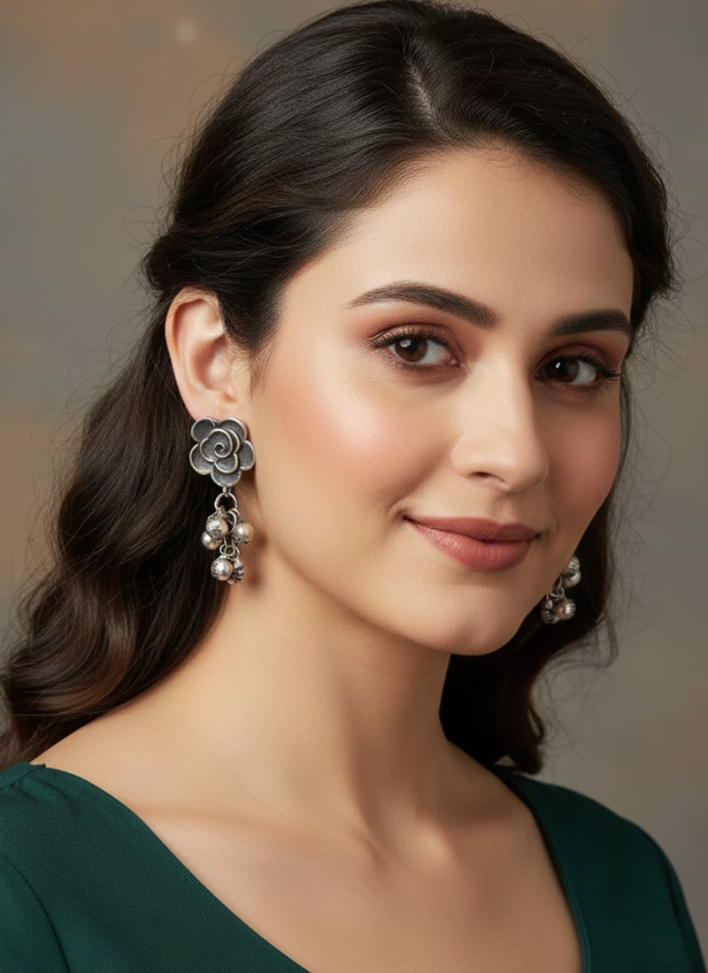 Timeless Silver Oxidised Drop After Six Wear