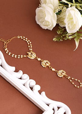 Timeless White Brass Kundan Beads Haath Pool