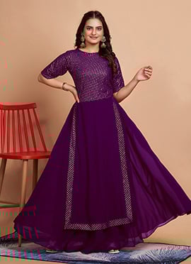 Traditional Faux Georgette Embroidered Anarkali Gown