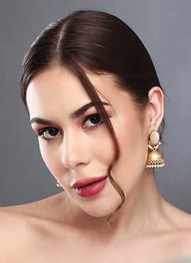 Traditional Gold Pearl Stone Jhumka