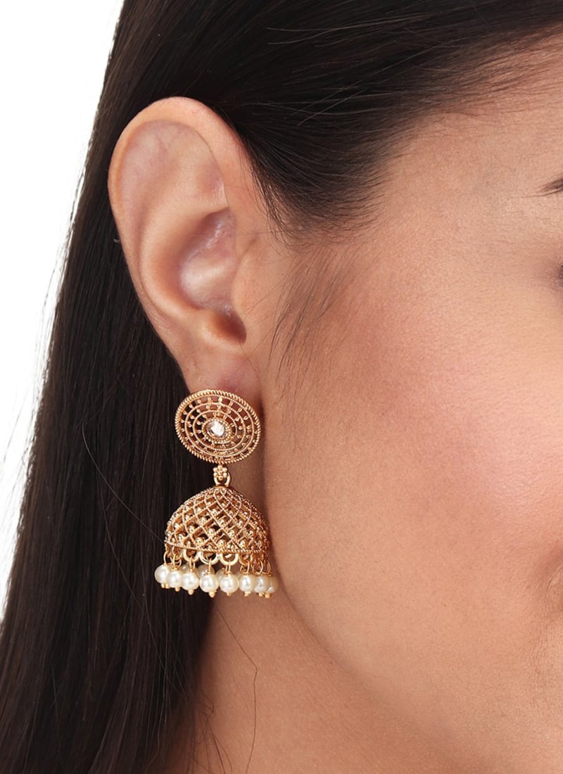Traditional Gold Plated Temple Style Jhumka Festive Wear
