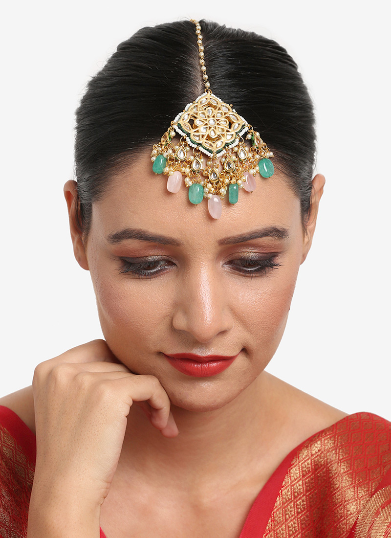 Traditional Mangtikka Gold Plated Kundan With Multicolor Beads And Moti