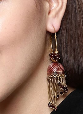 Traditional Maroon Beaded Jhumka