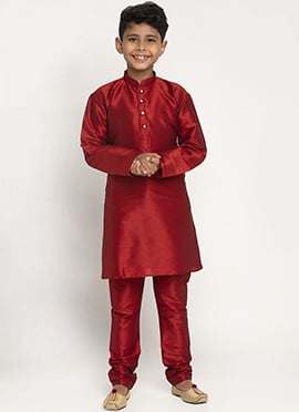 Traditional Silk Dupion Kids Boys Kurta Pyjama