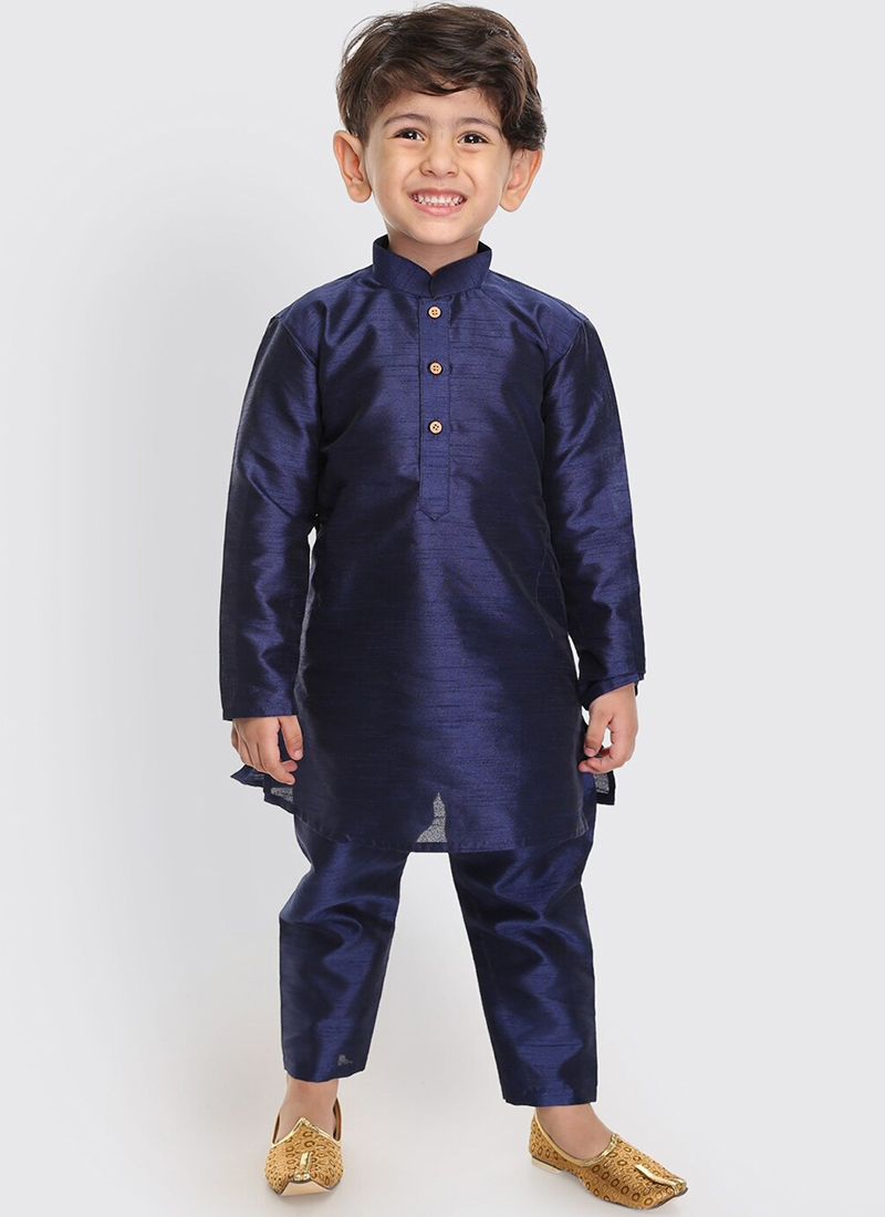 Traditional Silk Dupion Kids Boys Kurta Pyjama Party Wear