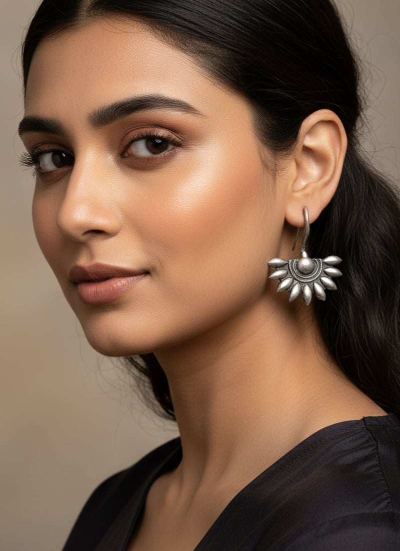 Traditional Silver Oxidised Drop After Six Wear