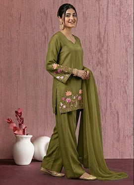 Trendy Green Art Silk Resham Embroidered Salwar Suit