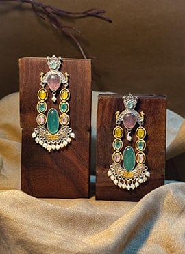Trendy Multicolored Kundan Beads Oxidised Chandeliers
