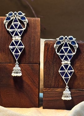 Trendy Navy Blue Kundan Danglers