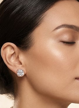 Trendy Rose Gold 925 Sterling Silver Moissanite Stone Studded Stud Earrings