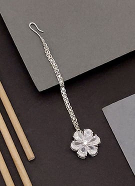 Trendy Silver Kundan American Diamond Mangtikka