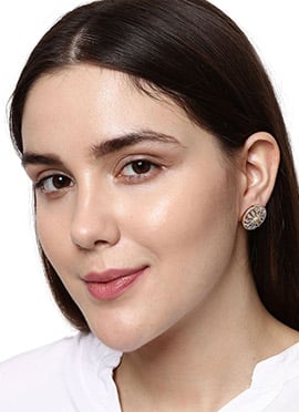 Trendy White American Diamond Gold Plated Geometric Shape Studs