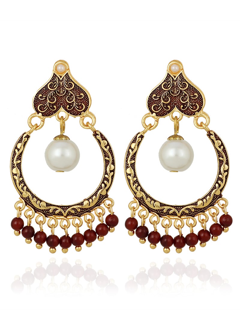 Tricolor Chaand Bali Earrings