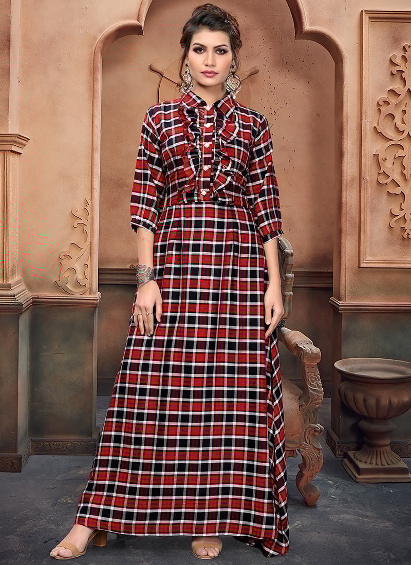 Tricolor Printed Dress Party Wear