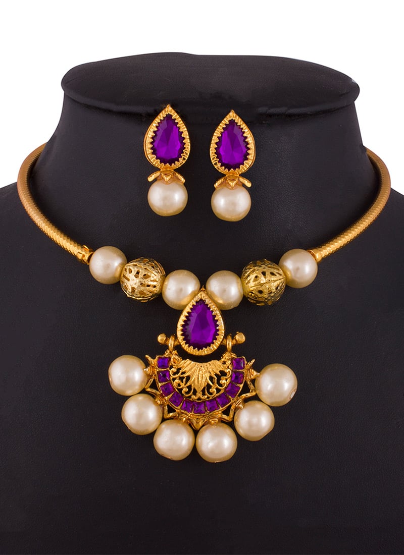Tricolored Necklace Set Festive Wear