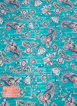 Turquoise color Chinon Fabric