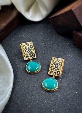 Turquoise Kundan Embellished Drops