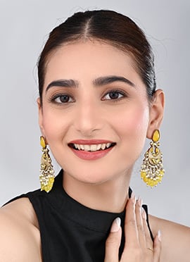 Turquoise Pearl Chaand Bali Earrings