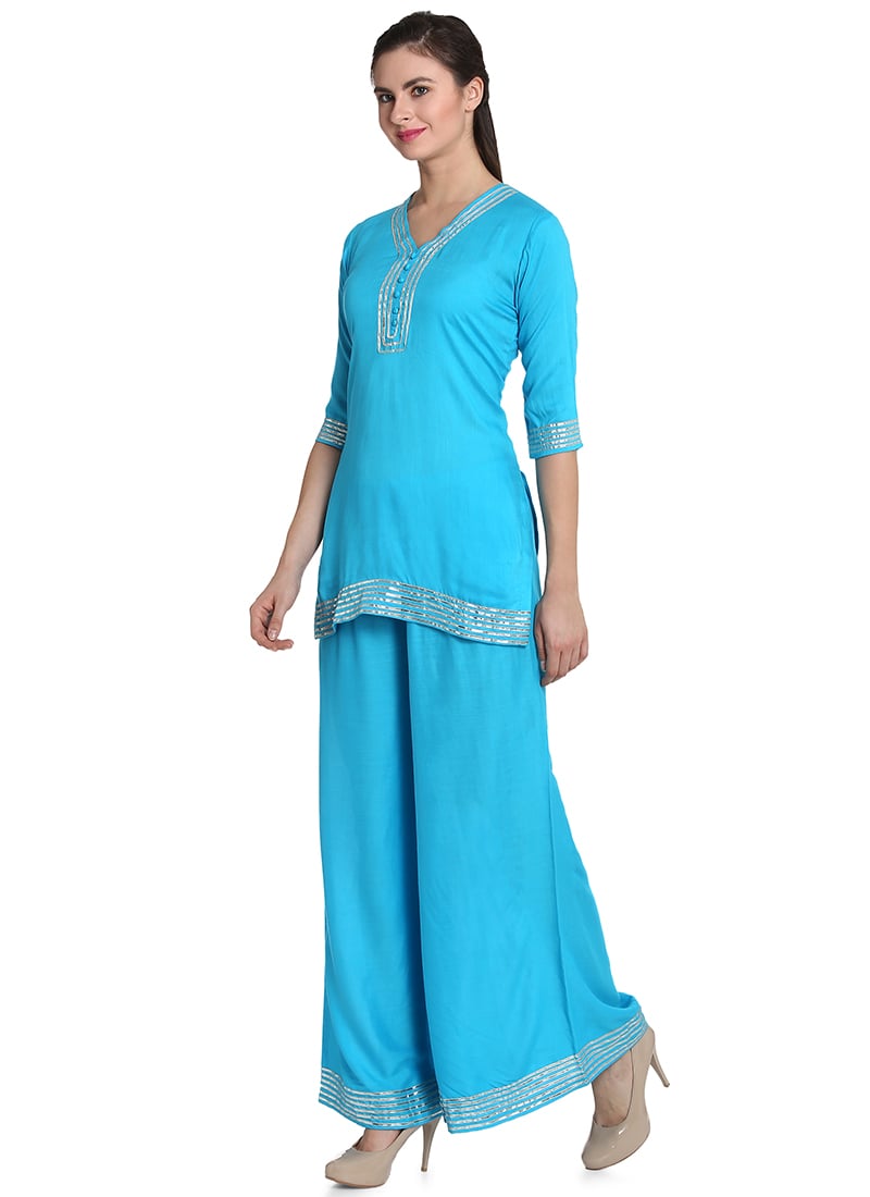 Blue Rayon Kurta Set