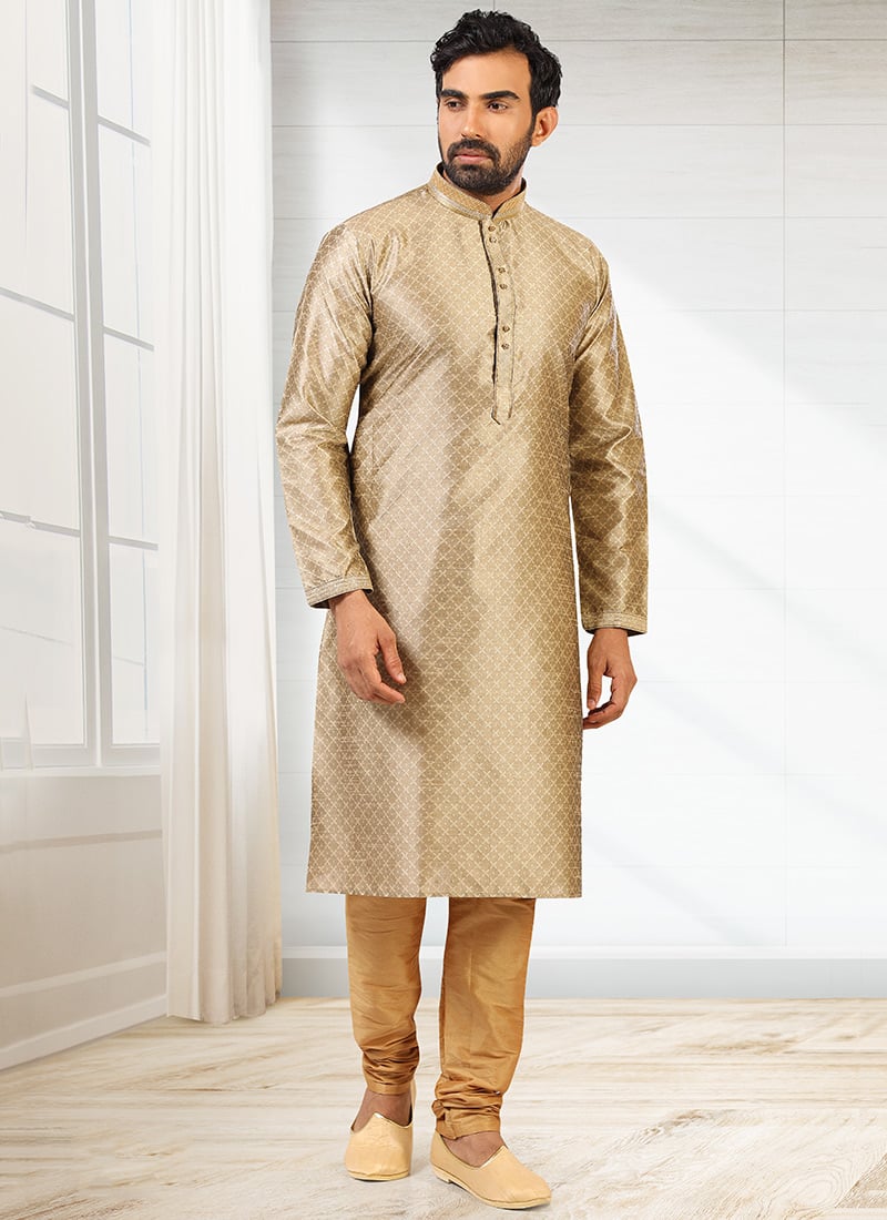 Tussar Jacquard Silk Pintux Kurta Pyjama
