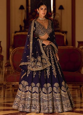 Umbrella Lehenga Purple Silk Embroidered Zari Sequins