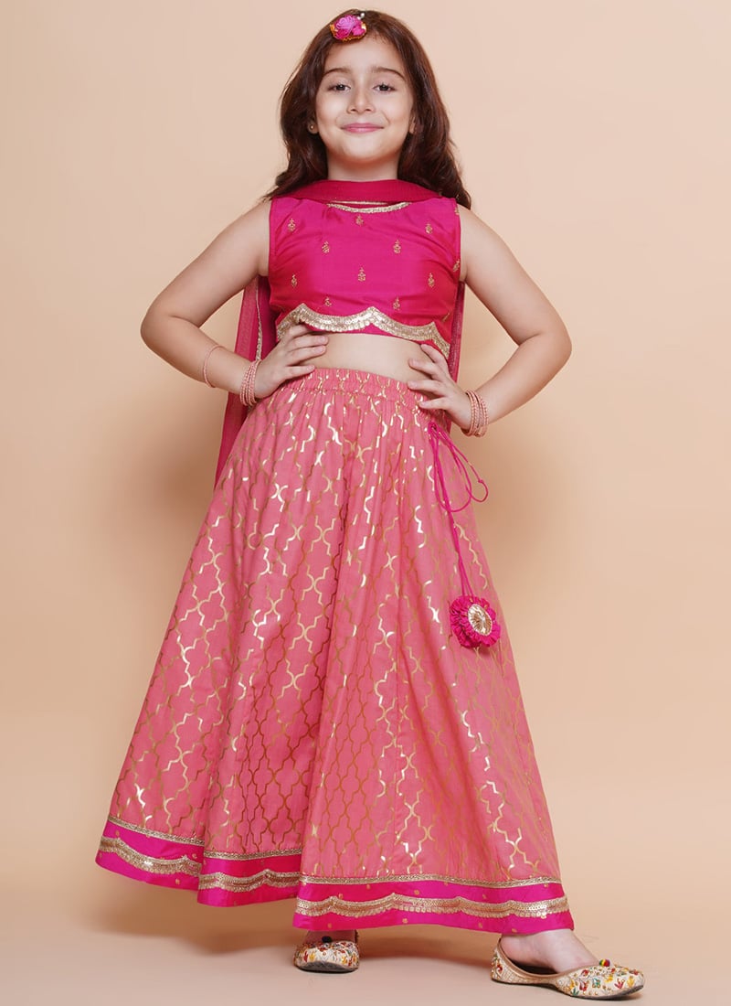 Unique Silk Printed Kids Girls Umbrella Lehenga Festive Wear